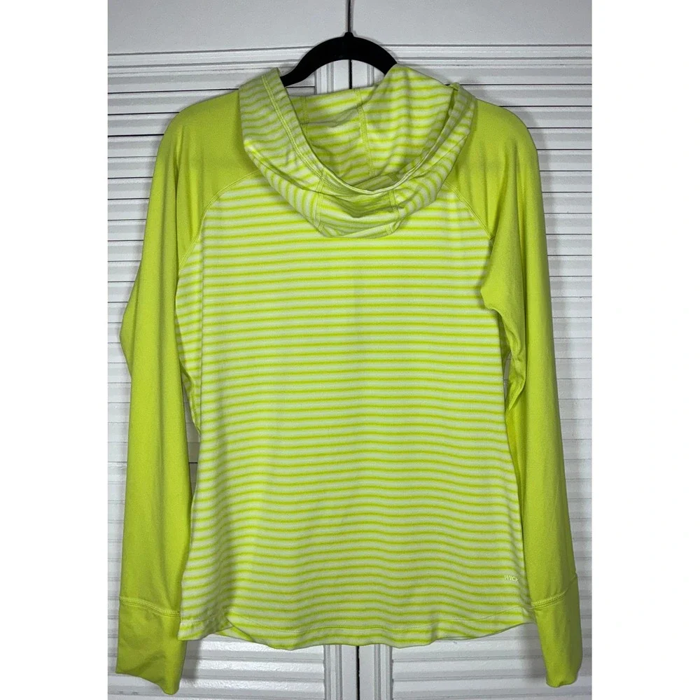 Mountain Hardwear Womens Neon Striped 1/4 Zip Hooded Pullover Size L/G FLAW - Picture 3 of 7